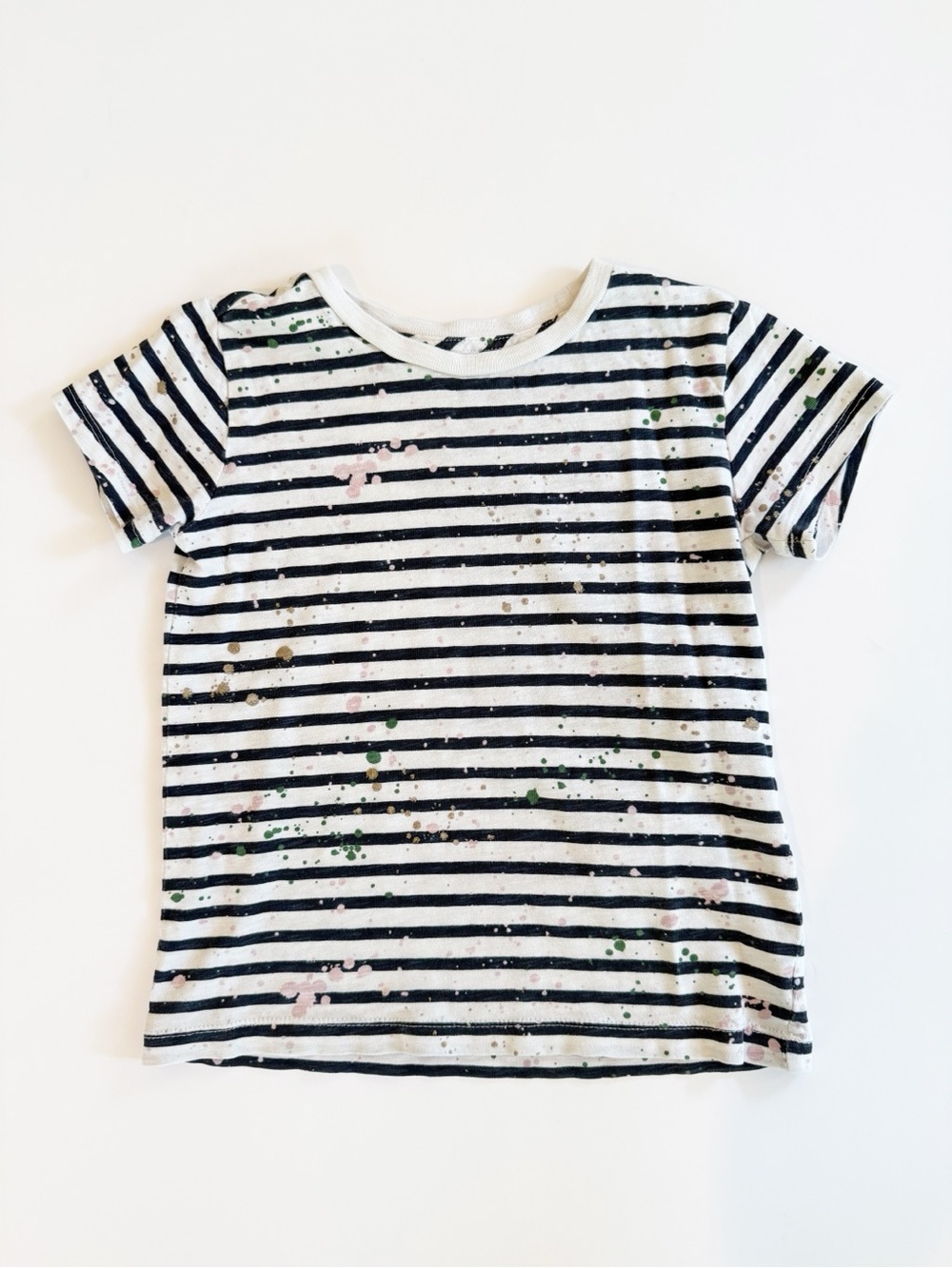 Crewcuts 4-5Y Striped Paint-Splatter Short Sleeve T-Shirt
